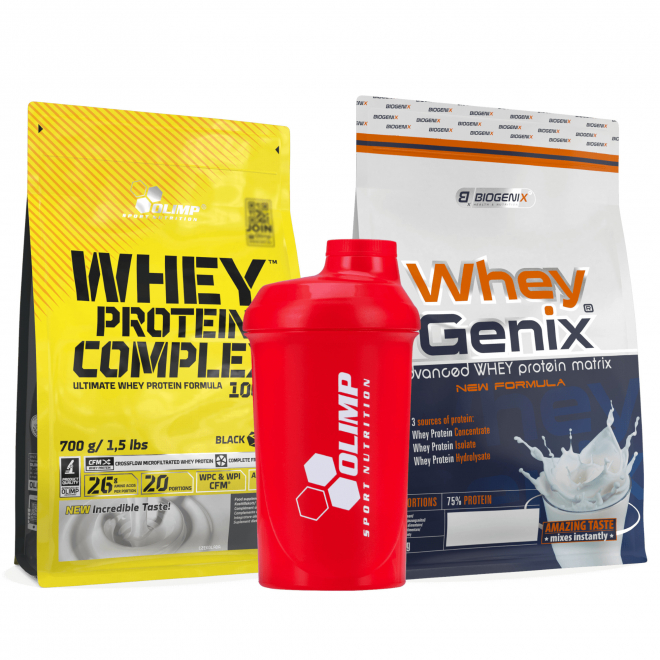 Whey Protein Complex 700g Wanilia + Whey Genix Wanillia 700g + Shaker