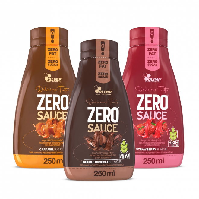 3 x Olimp Zero Sauce: Caramel, Strawberry, Double Chocolate - 250 ml